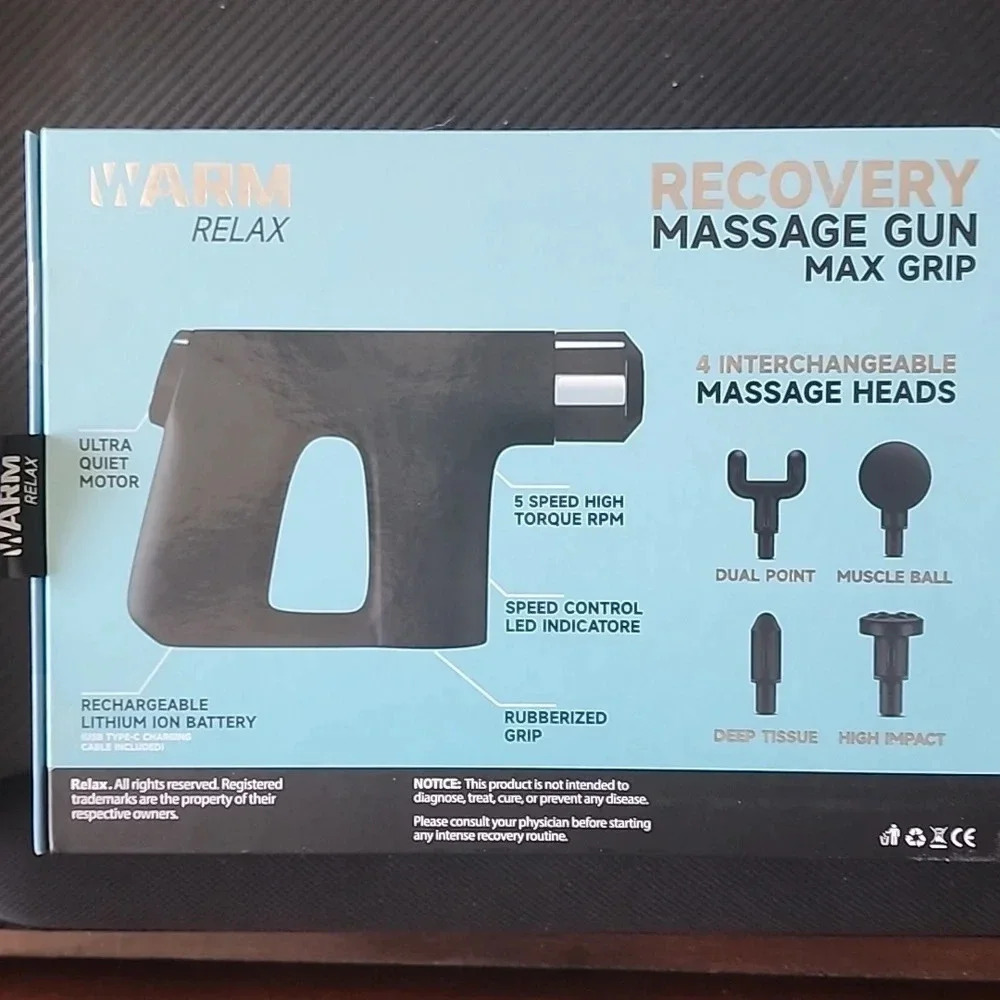 Warm Relax Recovery Massage Gun Max Grip Sealed